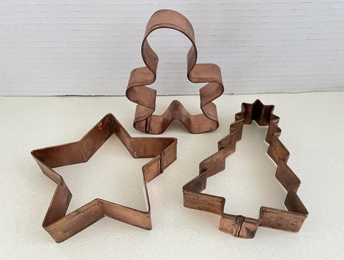 Big Copper Cookie Cutters Christmas Tree Star Gingerbread Man 5-6”