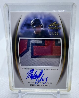 Leaf Trinity Michael Chavis Rookie Patch Auto Signature 10/10 Red Sox Nationals 