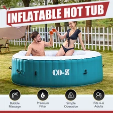 CO-Z Portable Inflatable Hot Tub Spa w Cover plus 130 Air Jet 2-6 Person Outdoor