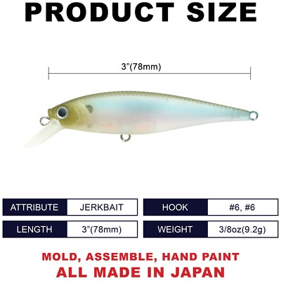 LUCKY CRAFT Pointer 78 - 538 NC Ghost Minnow (1qty) Top Quality