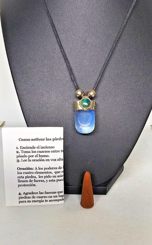 COLLAR RUSTICO LUNA / MOON QUARTZ ATRAE BUENAS ENERGIAS SUERTE PROTECCION 1PC - Picture 2 of 3