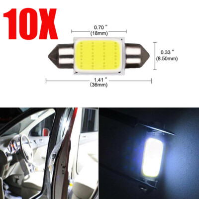 10Pcs 36mm 12SMD LED Car Interior Festoon Dome Light Bulbs Lamp White DC 12V