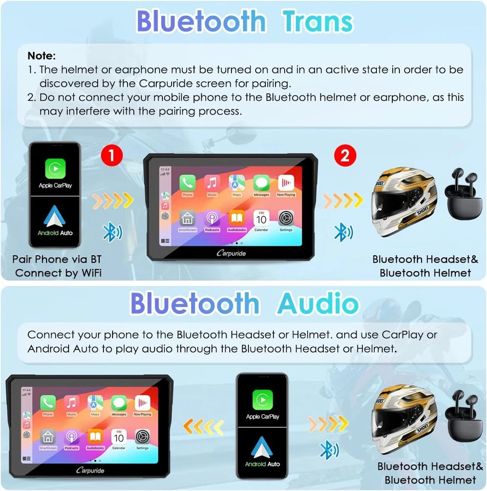 Carpuride W702B GPS Bluetooth CarPlay inalámbrico Android Auto BMW Moto Display - Imagen 4 de 4