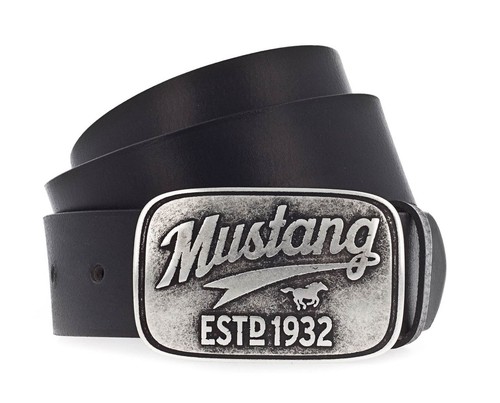 MUSTANG Gürtel Leather Belt W95 Black | modeherz