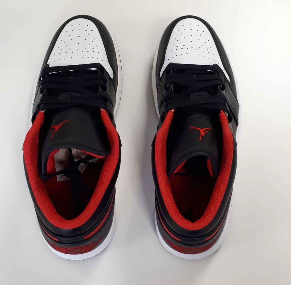 NIKE AIR Jordan 1 Low Noir & Rouge 553558 063 baskets chaussures Taille 45 Homme - Photo 2/4