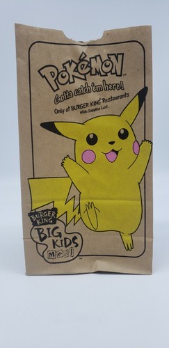 Pokemon Vintage 1999 Burger King Paper Kids Meal Bag Pikachu Mew Nidoking Meowth - Picture 2 of 32