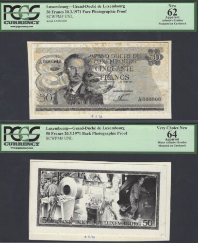 Luxembourg 20 Frank 20-3-1971 Photographic proof Face and Back