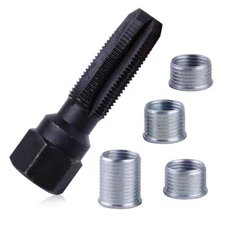 Metal M14X1.25 Spark Plug Helicoil Thread Reamer Tap Repair Kit with 4 Inserts h