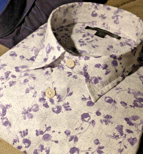 Camicia uomo John Varvatos Star USA taglia M manica corta con bottoni astratta nuova con etichette - Foto 5 di 12