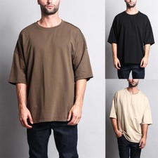 Victorious Men's Hipster Extra Wide Oversize Baggy Boxy T-Shirt   TS7051-GG1D
