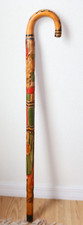 Vintage Wooden Mexican Walking Cane Stick Staff Multicolor