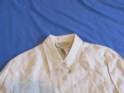 New Women's "Jones New York Country" Button Up Floral Linen Blouse 12P 12 Petite - Picture 2 of 5