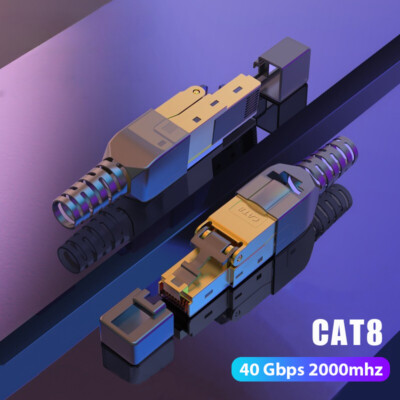 CAT8 /CAT7 /CAT6A Rj45 Connector Plug Ends Cat8 Field Termination Plug - 40Gbps
