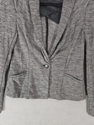 Banana Republic Damen Wollmischung Blazer Jacke Hahnentritt grau 1 Knopf Größe 10 - Bild 3 von 10