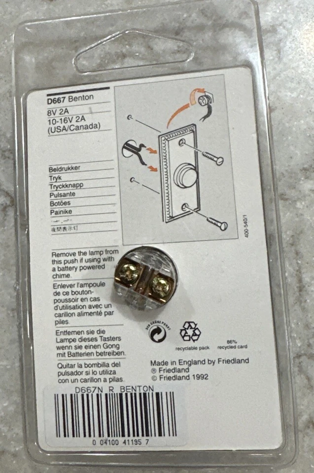 Timbre Friedland de latón vintage nuevo en stock D667 campana Benton Foto 2 de 2