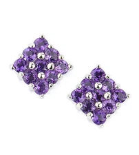 Amethyst cluster sterling silver stud earrings EAR250010