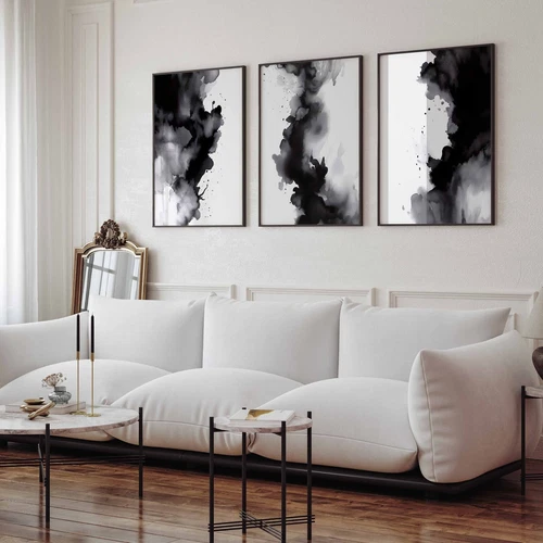 Black and White Abstract  Poster Prints Ink Art Se