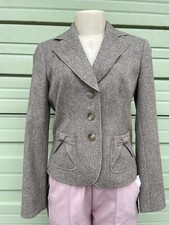 New Ann Taylor Taupe Tweed 3 Button Long Sleeve Blazer Jacket size 0 4290