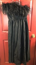 VTG Roberta California Party Evening Dress Feathers Womens Size 13 Made in USA