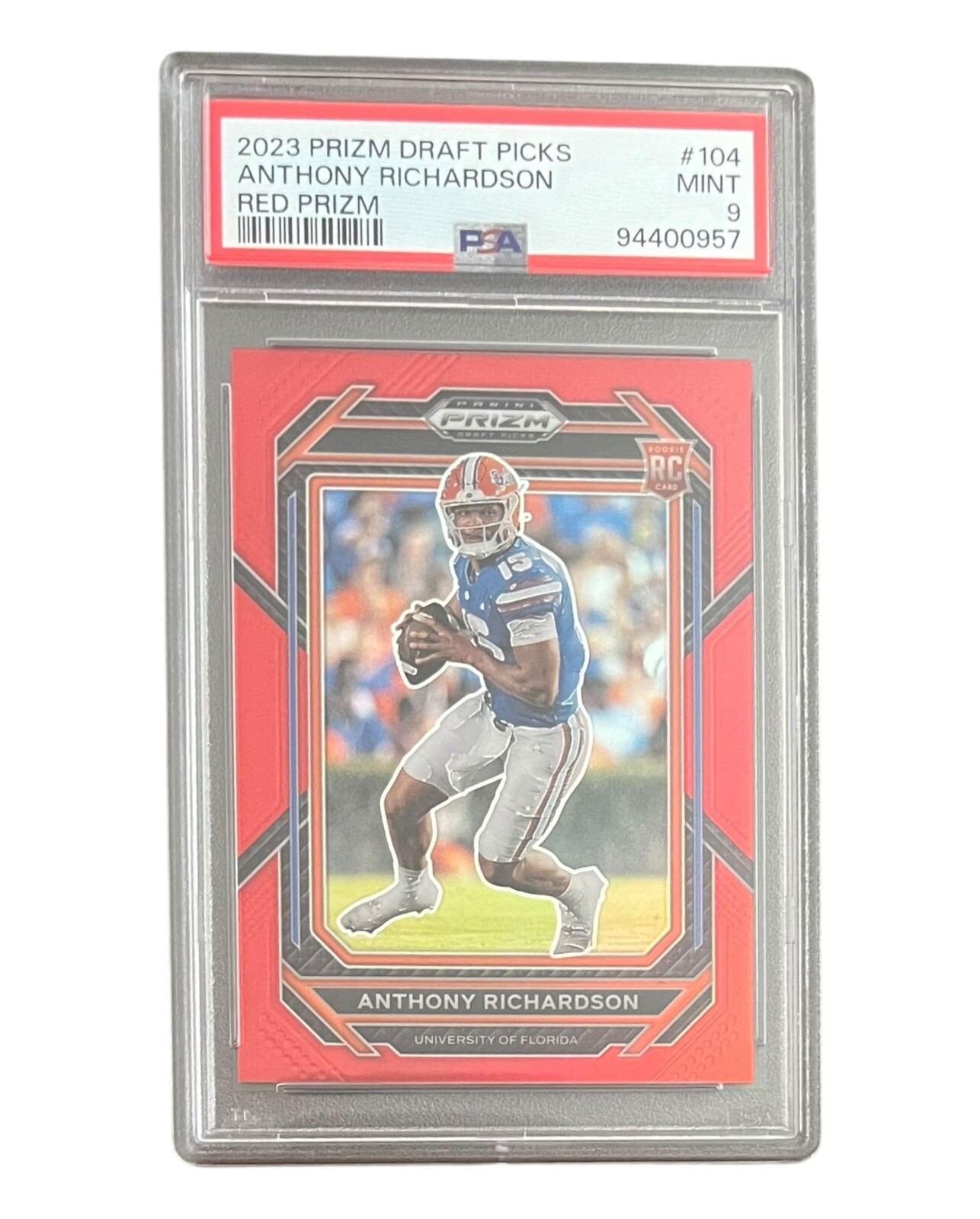 2023 Panini Draft Picks Anthony Richardson Red Prizm Rookie Card #104 /299 PSA 9