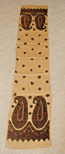 Vintage Lady's Long Strip Scarf by Echo with Paisley Printed Ends, Marked