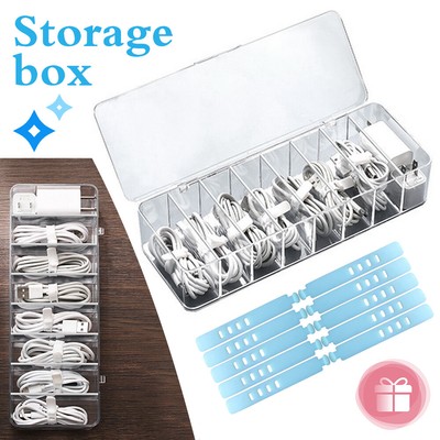 Data Cable Charging Power Cord Storage Box Clear Desktop Management Organizer