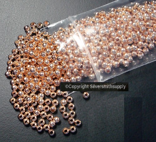 Lt Rose Gold plated 3mm (approximately) round spacer beads 500 pc lot FPB039B - Picture 2 of 4