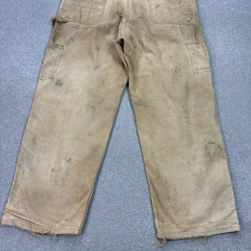 Carhartt Dungarees Adult 40x30 Tan Overalls Double Knee Bib Canvas Duck Men* - Picture 10 of 12