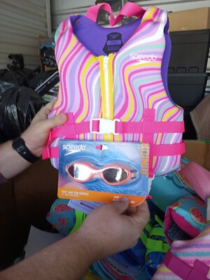 Speedo Kids Swimming Life Jacket Vest PFD USCG Approved 3-8 Years Pink Swirl