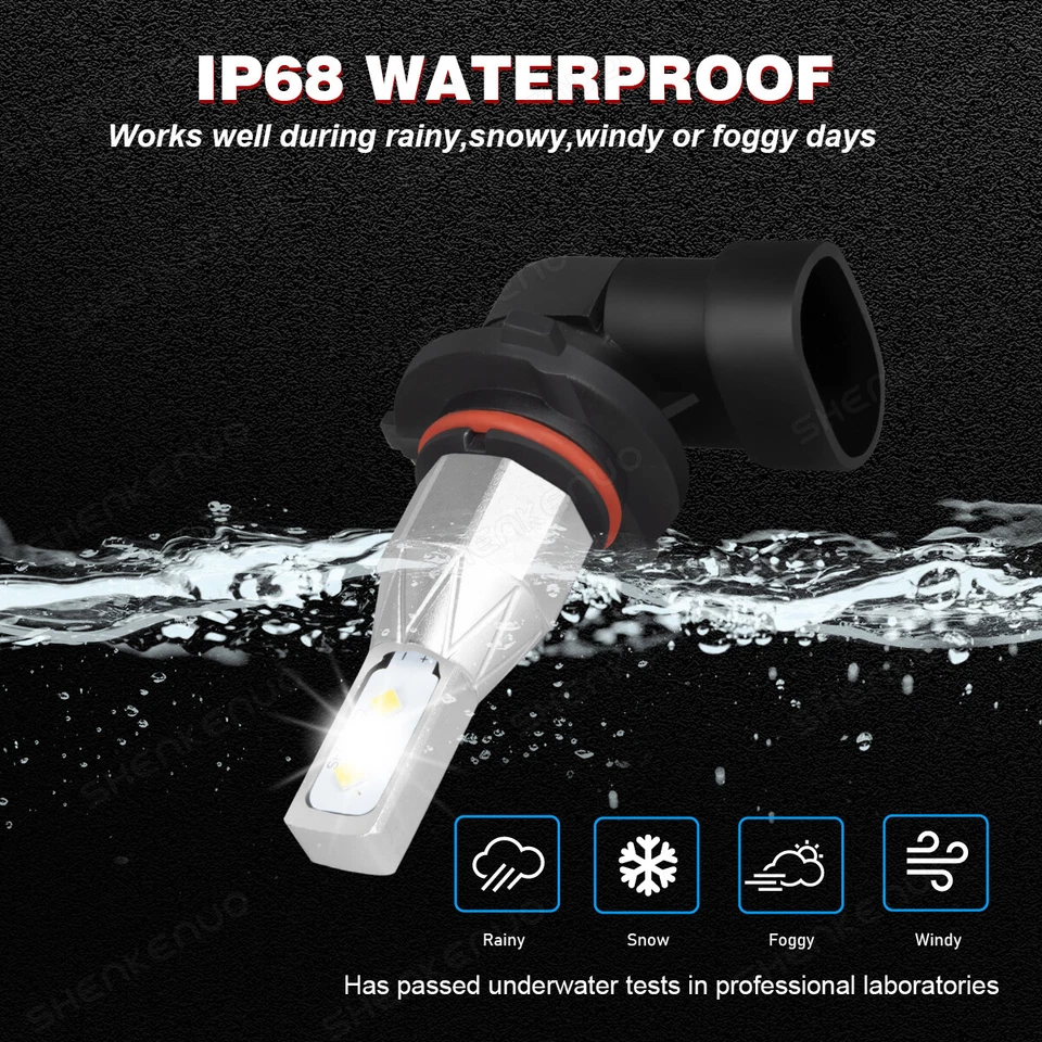 6pc led headlight high low + fog light bulb white 6000k for mazda 3 2010-2013 - image 4 of 4