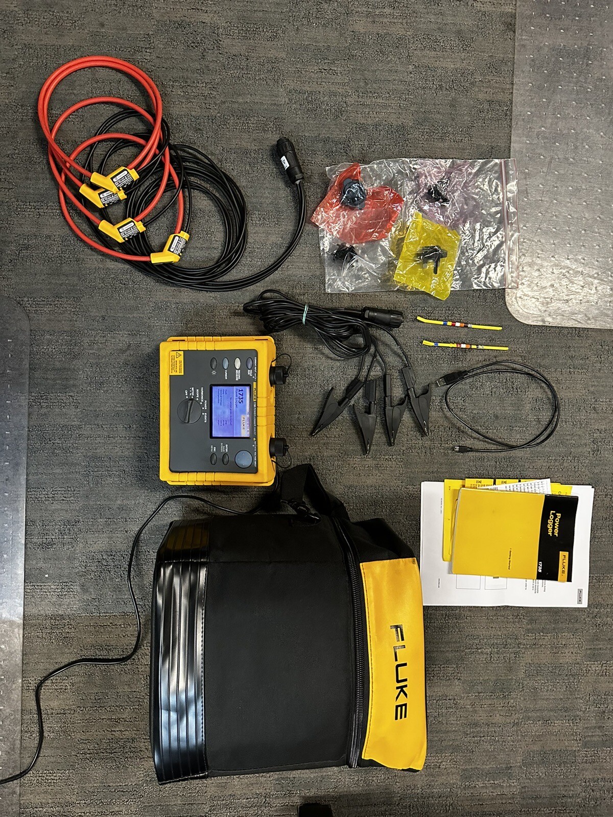 Fluke 1735 3Phase Power Logger w/ Leads/Probes & Accessories eBay