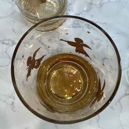 Vintage Culver Clear Gold Angels/Stars Snowflakes Iridescent Bottom Glasses - 6 - Picture 5 of 16