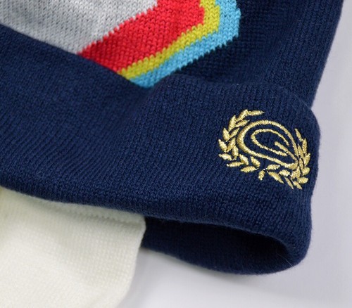 Adidas Carlo Gruber Retro Winter Bommel Mütze Strick Damen Kinder blau 52 54 56 - Picture 3 of 5