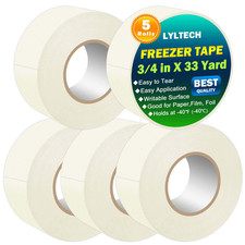 White Freezer Tape 5 Rolls -165 Yard,Writable Surface,Easy to Tear, Low Temperat