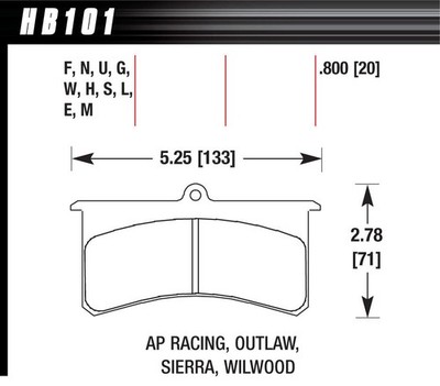 HAWK Brake HB101G.800 Superlite/XL DTC-60 Brake Pads for Wilwood Calipers