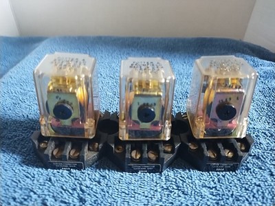 3 Relays Potter Brumfield KRP5DG  with Base RB08 Industrial Electrical Control