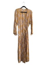 Billabong My Favorite Maxi Dress Wrap Tie Boho Yellow Floral Small 7321