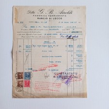 1942 Airoldi Fabbrica Ferramenta Rancio Di Lecco Fattura C01003