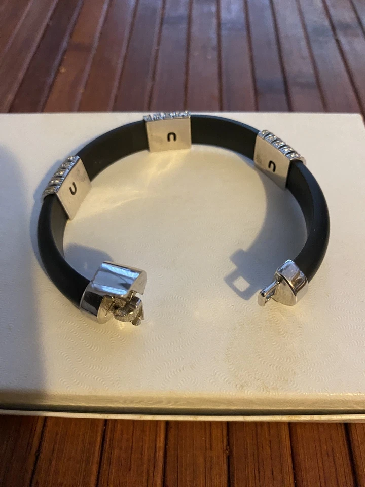 "Pulsera Judith Jack 6-6 1/2"" tamaño muñeca nuevo/OldStock S/S goma chapada en rodio" Foto 4 de 4