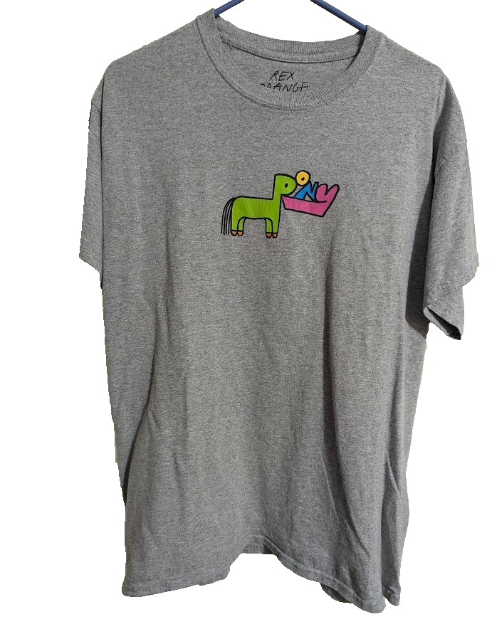 T shirt Rex Orange County Pony Merch grigia manica corta girocollo grande grafica T