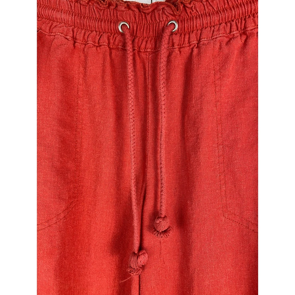 Pantalones boho Jolt para mujer talla 13 rojo lino mezcla rayón cintura elástica pierna ancha Foto 3 de 4