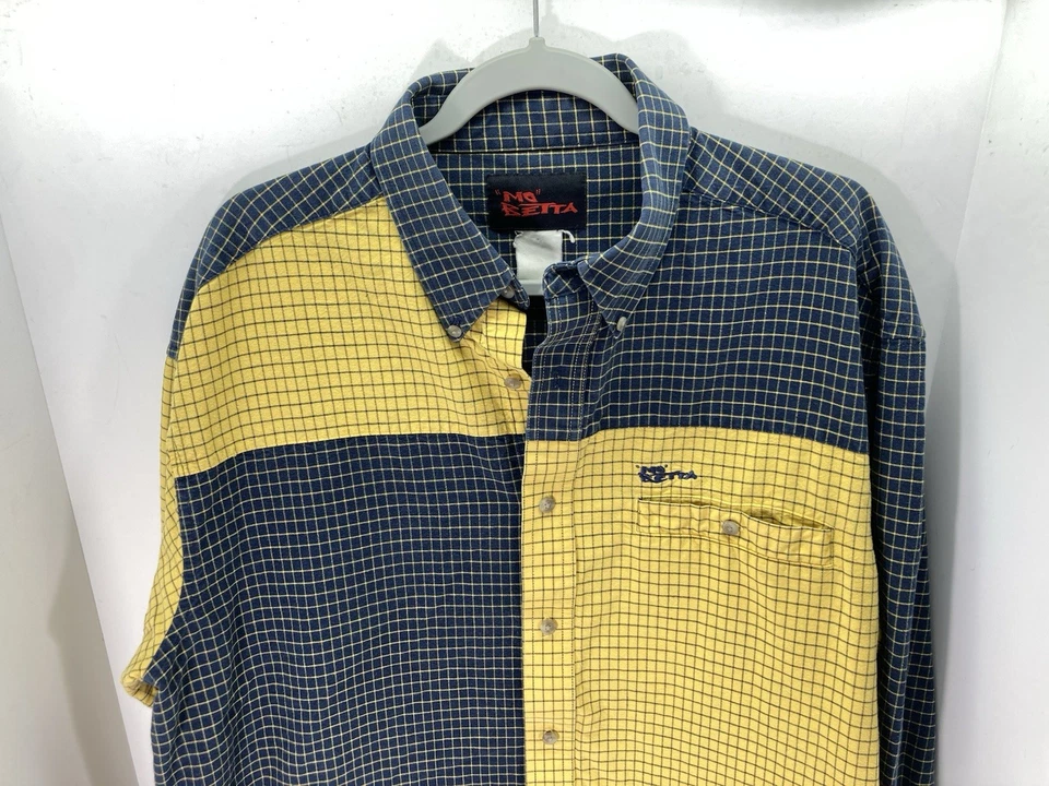 Camisa Occidental Mo Betta Garth Brooks Hombres XL Azul Amarillo Cuadros Color Bloque Botón Foto 2 de 4