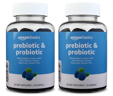 Amazon Brand - Solimo Prebiotic  Probiotic Gummies, Pack of 2 