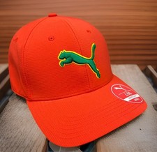 PUMA Orange Green Cat Evercat Dillon Stretch Fit Cap Mens Hat New Fast Ship