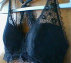 SEXY WIRELESS BLACK LACE! PINK Victoria's Secret M PushUp Bralette Lite Pad EUC — photo 1