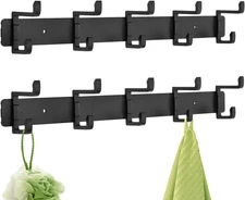 2 Pack Coat Rack Wall Mount 5 Heavy Duty Hooks for Hanging Entryway Metal Hanger