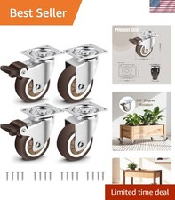 Set of 4 Locking 2-Inch Swivel Casters with 600 lbs Capacity - No Noise Design