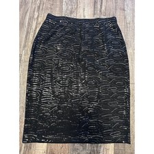 St. John Evening Black Metallic Knit Pencil Skirt Size 10