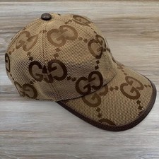 Gucci Jumbo GG Canvas Baseball Hat Camel Size M 58cm Pre-owned Luxury Cap