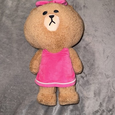 Gund Line Friends Choco Bear Dangler Hanging Plush 16 Inch With Dress And Bow